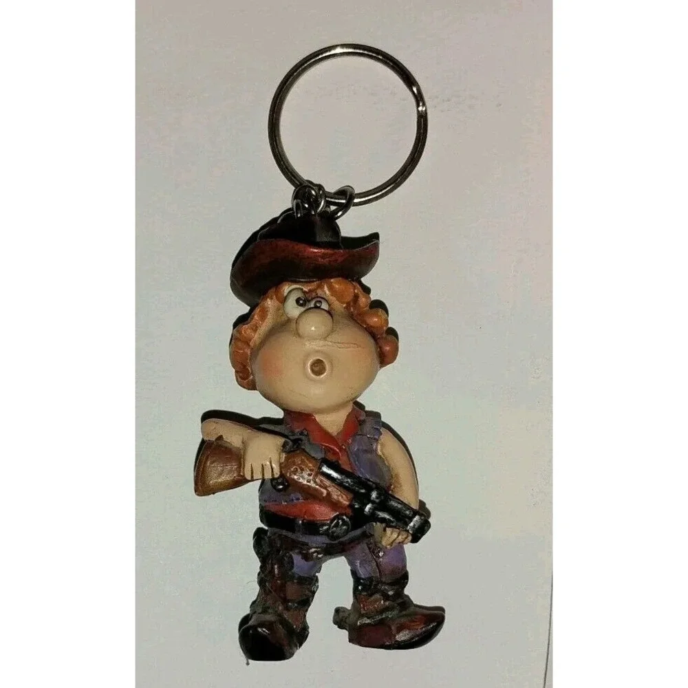 Crazy Crosseyed Cowboy Keychain Figure Possible Vintage Carrying‎ Shotgun Scar